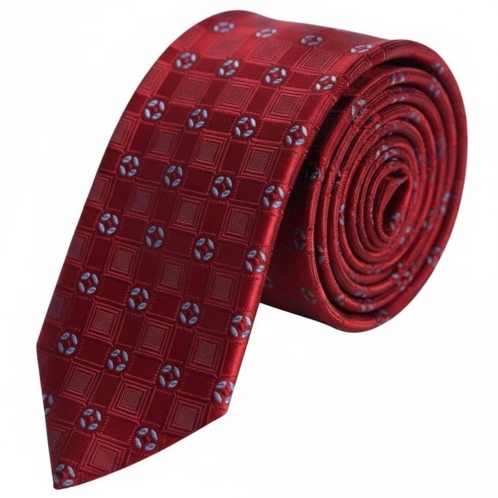 VTG Privado Red Blue Textured Necktie Men's Silk Business Formal Tie Elegant